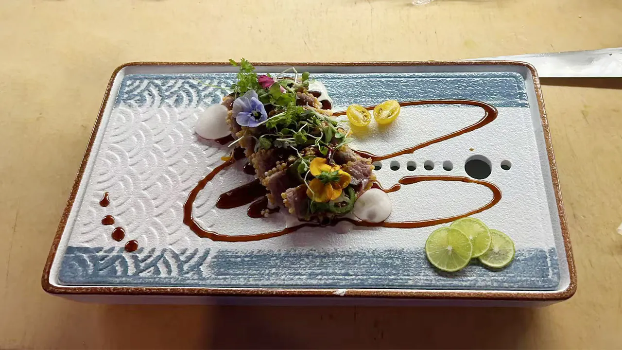 Tuna Tartare with Quinoa and Edible Flowers at Rakisuta Modern Sushi, Japanese Restaurant in Rockledge