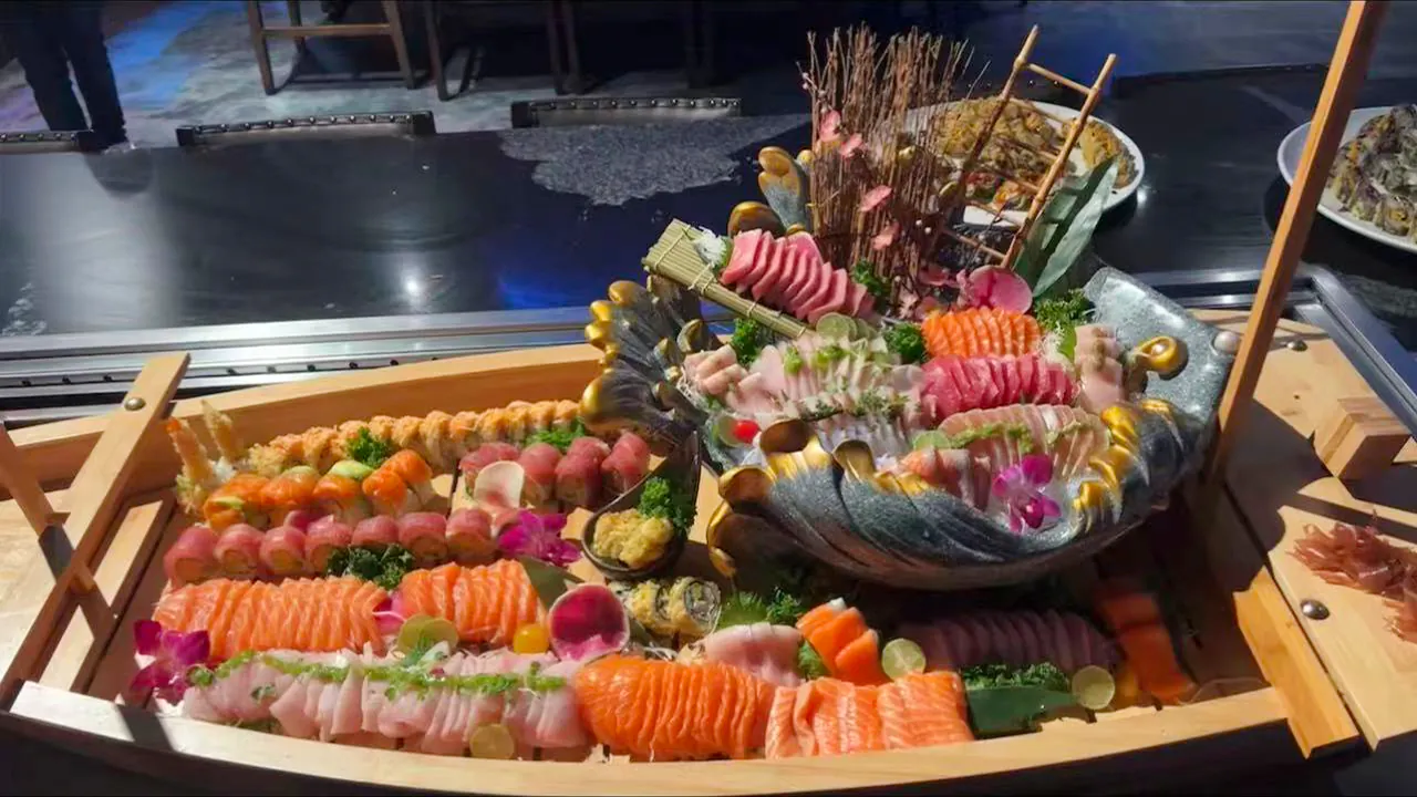 Extravagant Sushi Boat Display at Rakisuta Modern Sushi, Japanese Restaurant in Rockledge